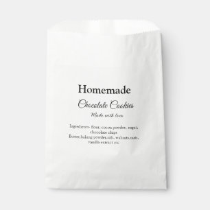 Homemade chocolate cookies made with love add text favor bag