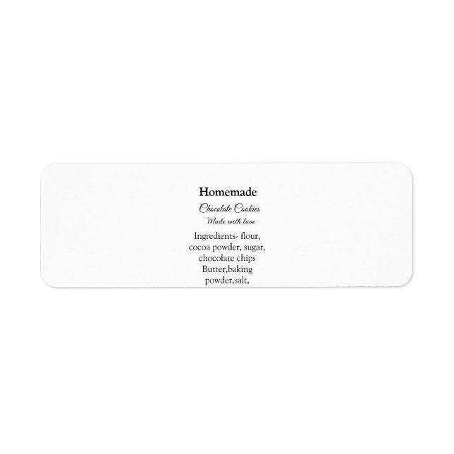 Homemade chocolate cookies made with love add text label (Front)