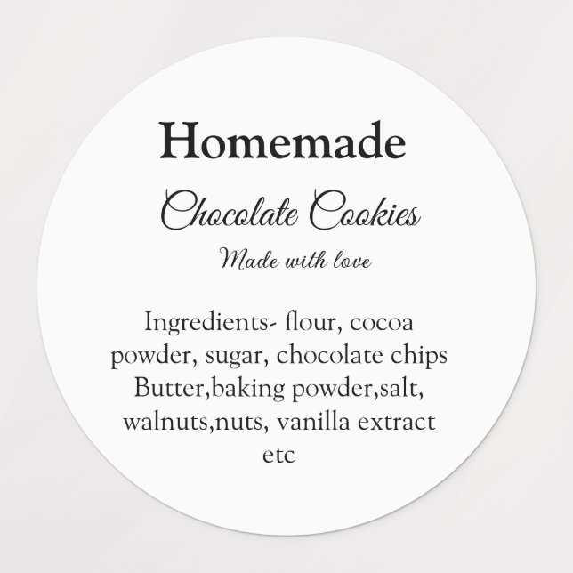 Homemade chocolate cookies made with love add text labels (Design 1)
