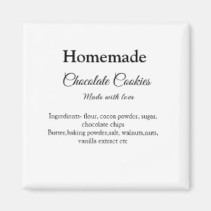 Homemade chocolate cookies made with love add text magnet