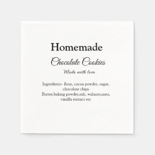 Homemade chocolate cookies made with love add text napkins