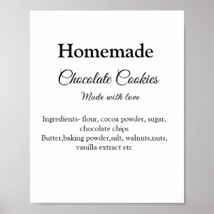 Homemade chocolate cookies made with love add text poster