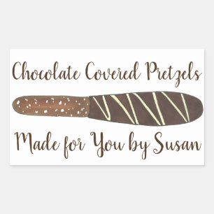 Homemade Chocolate Covered Pretzel Rods Made By Rectangular Sticker