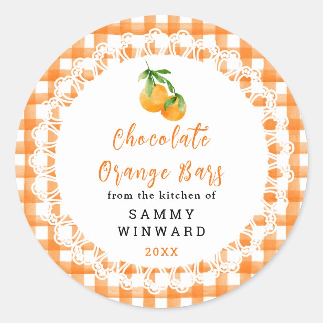 Homemade Chocolate Orange Bars Label (Front)