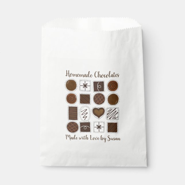 Homemade Chocolates Chocolatier Bon Bon Candy Favor Bag (Front)