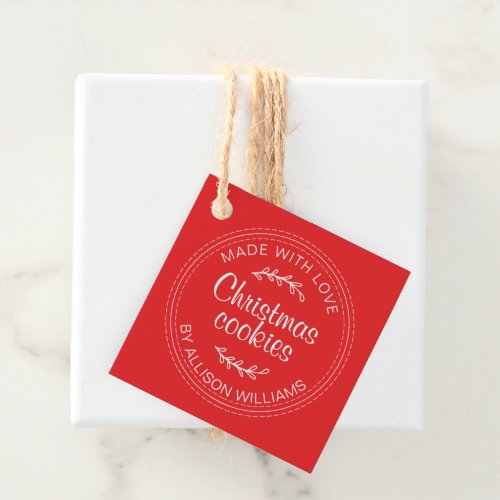 Homemade Christmas Cookies Bright Red Favor Tags