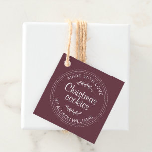 Homemade Christmas Cookies Burgundy Favor Tags