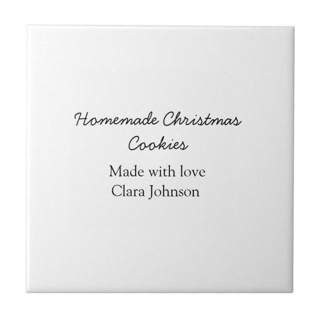 Homemade Christmas cookies made with love add name Ceramic Tile (Front)