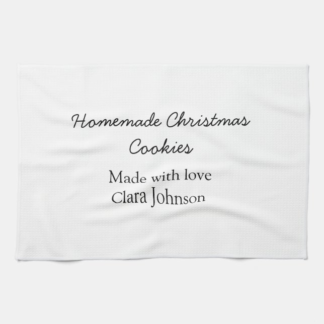 Homemade Christmas cookies made with love add name Kitchen Towel (Horizontal)