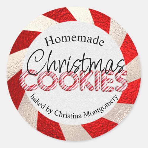 Homemade Christmas Cookies Peppermint Balloons  Classic Round Sticker