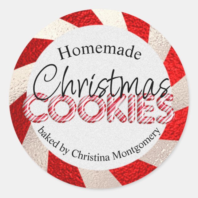 Homemade Christmas Cookies Peppermint Balloons  Classic Round Sticker (Front)