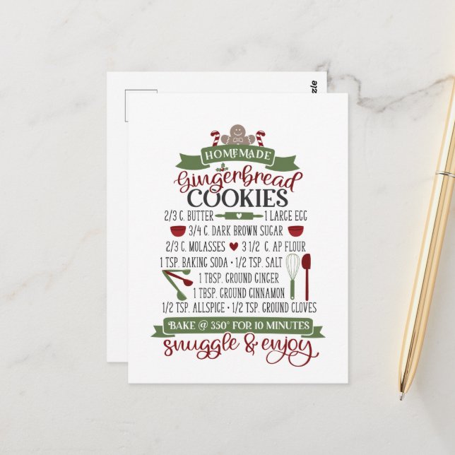 homemade Christmas gingerbread cookies kitchen Pos Postcard (Front/Back In Situ)