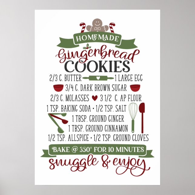 homemade Christmas gingerbread cookies kitchen Poster (Front)
