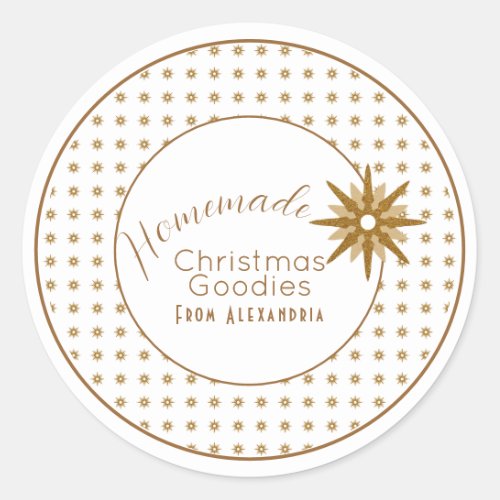 Homemade Christmas Goodies  Gold Snowflake Classic Round Sticker