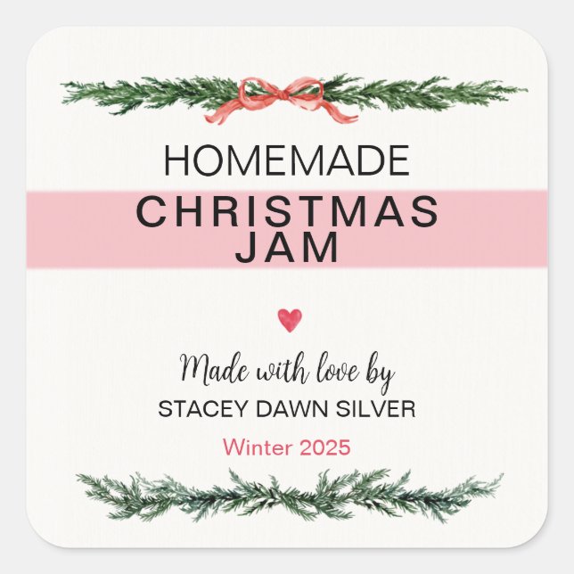 Homemade Christmas Jam Canning Sticker (Front)