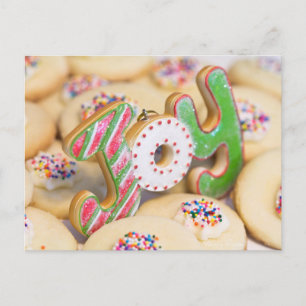 Homemade Christmas shortbread cookies bring Joy Holiday Postcard