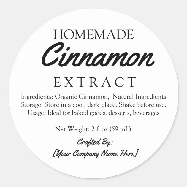 Homemade Cinnamon Extract Ingredients Crafted Classic Round Sticker