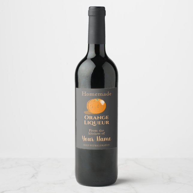 Homemade Cocktail Orange Liqueur Your Name Chalk Wine Label (Front)