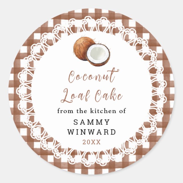 Homemade Coconut Loaf Cake Label (Front)