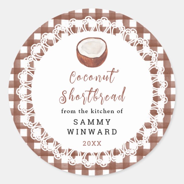 Homemade Coconut Shortbread Label (Front)