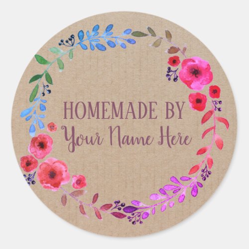 Homemade Cookie Cake Vintage Craft Floral Wreath Classic Round Sticker