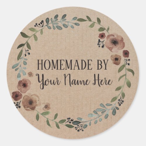Homemade Cookie Cake Vintage Craft Floral Wreath Classic Round Sticker
