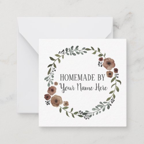 Homemade Cookie Cake Vintage Craft Floral Wreath Note Card