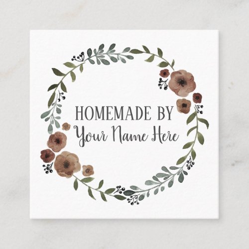 Homemade Cookie Cake Vintage Craft Floral Wreath Square Business Card