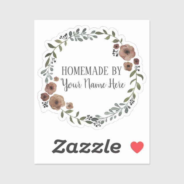 Homemade Cookie Cake Vintage Craft Floral Wreath Sticker (Sheet)