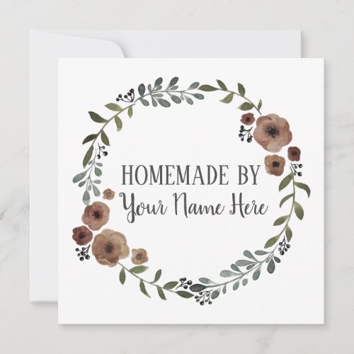 Homemade Cookie Cake Vintage Craft Floral Wreath Thank You Card