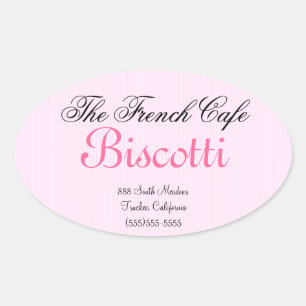 Homemade Cookie Label-Pink Stripe Oval Sticker