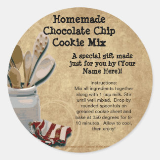 Homemade Cookie Mix Gift Jar Labels, Personalized Classic Round Sticker