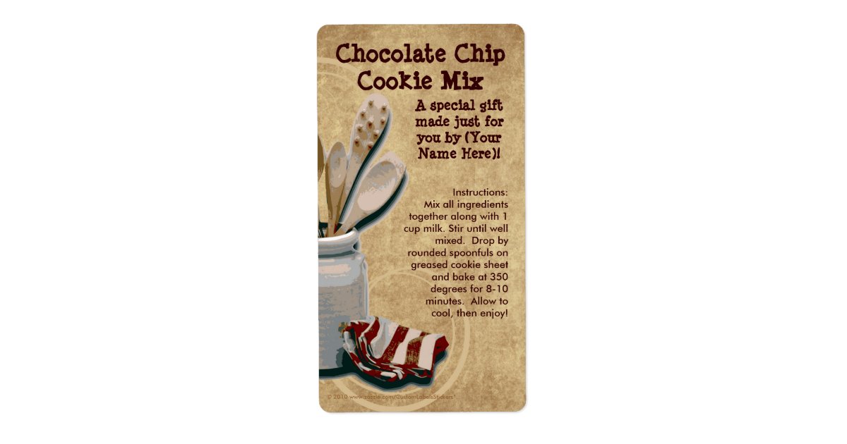 Mason jar cookie mix labels