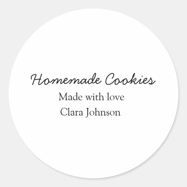 Homemade cookiers add your text name custom  throw classic round sticker (Front)