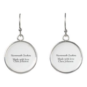 Homemade cookiers add your text name custom  throw earrings