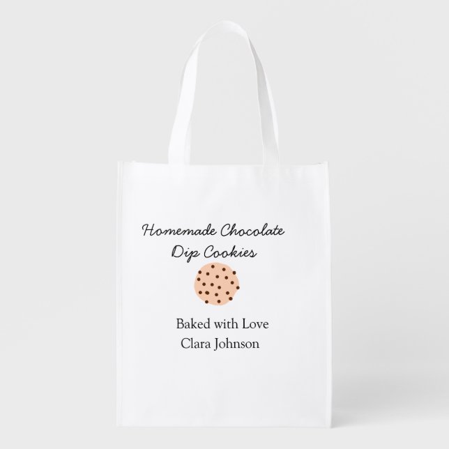 Homemade cookiers add your text name custom  throw grocery bag (Front)
