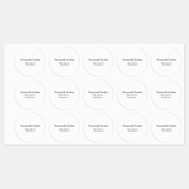 Homemade cookiers add your text name custom  throw labels (Sheet)