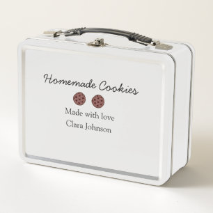 Homemade cookiers add your text name custom throw metal lunch box