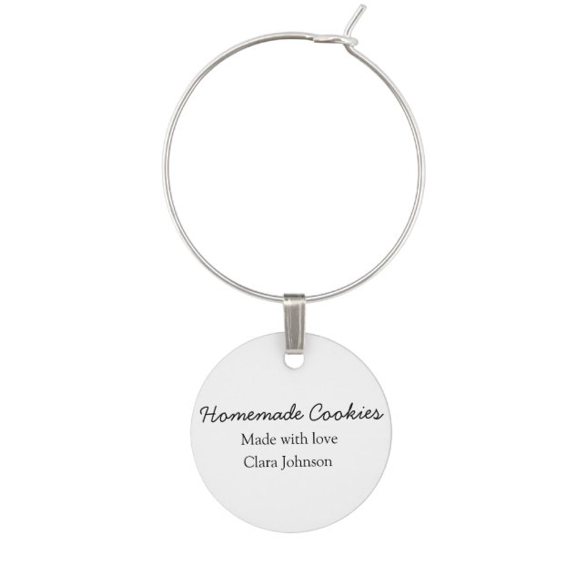 Homemade cookiers add your text name custom  throw wine charm (Front)