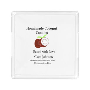 Homemade cookies coconut fresh name website social acrylic tray