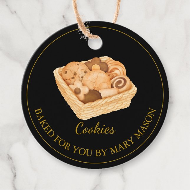 Homemade Cookies Favor Tags | Black (Front)