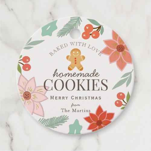 Homemade Cookies Floral Cream Holiday Favor Tags