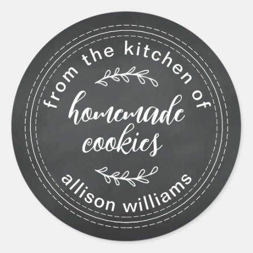 Homemade Cookies From the Kitchen of Chalkboard Classic Round Sticker
