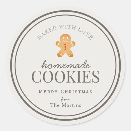 Homemade Cookies Gingerbread Man Holiday Classic Round Sticker