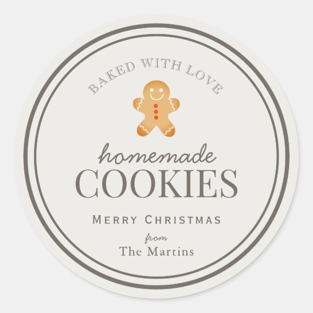 Homemade Cookies Gingerbread Man Holiday Classic Round Sticker (Front)