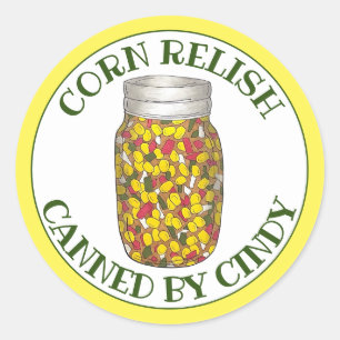 Homemade Corn Relish Salsa Home Canned By Classic Round Sticker