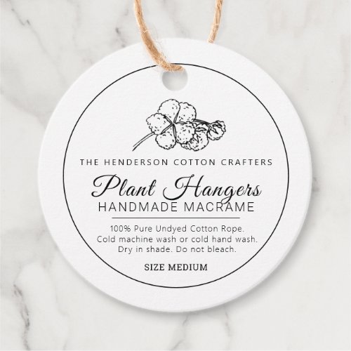 Homemade Cotton macrame plant hangers product tag