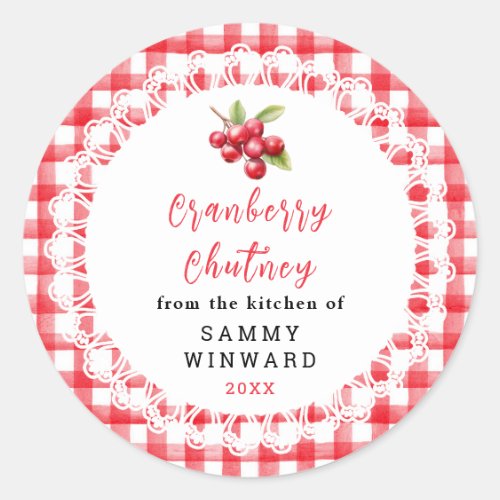 Homemade Cranberry Chutney Jar Label
