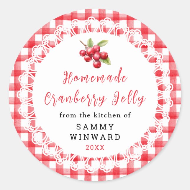 Homemade Cranberry Jelly Jar Label (Front)