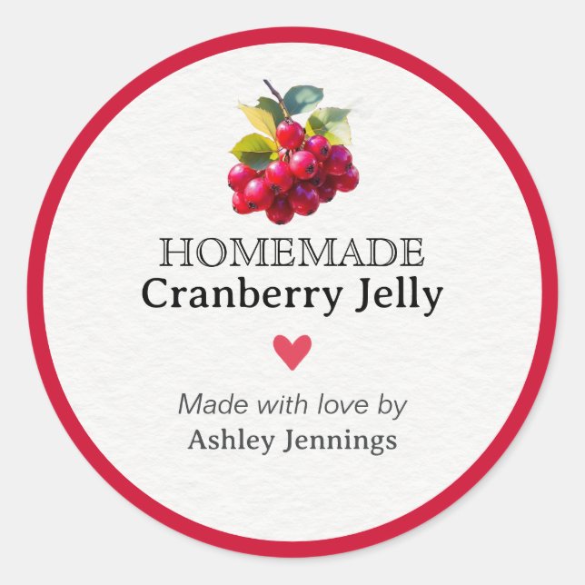 Homemade Cranberry Jelly Label Custom Sticker  (Front)